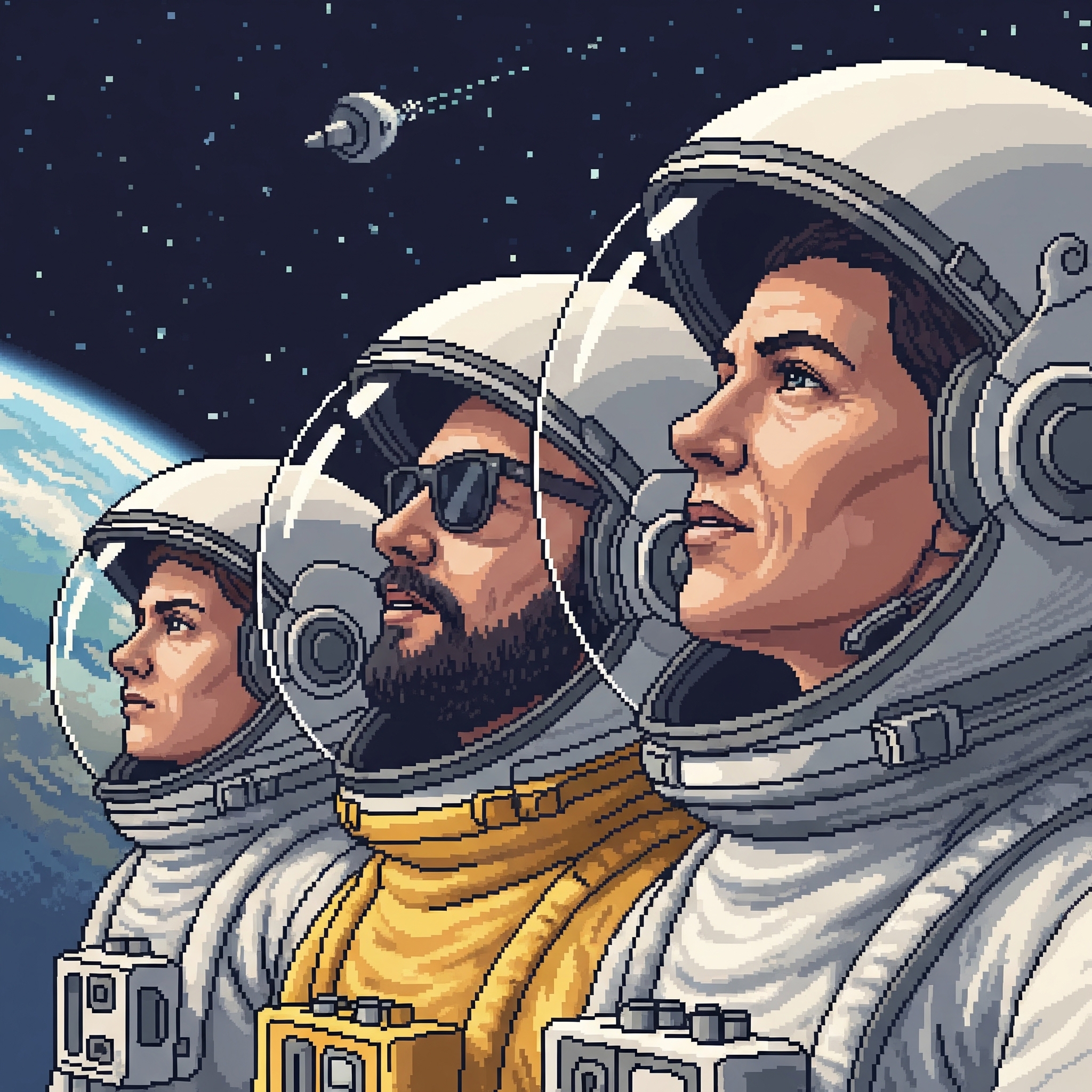 Tropeaks man est en cosmonaute avec deux autres astronautes pour une mission AEO, GEO et IA.