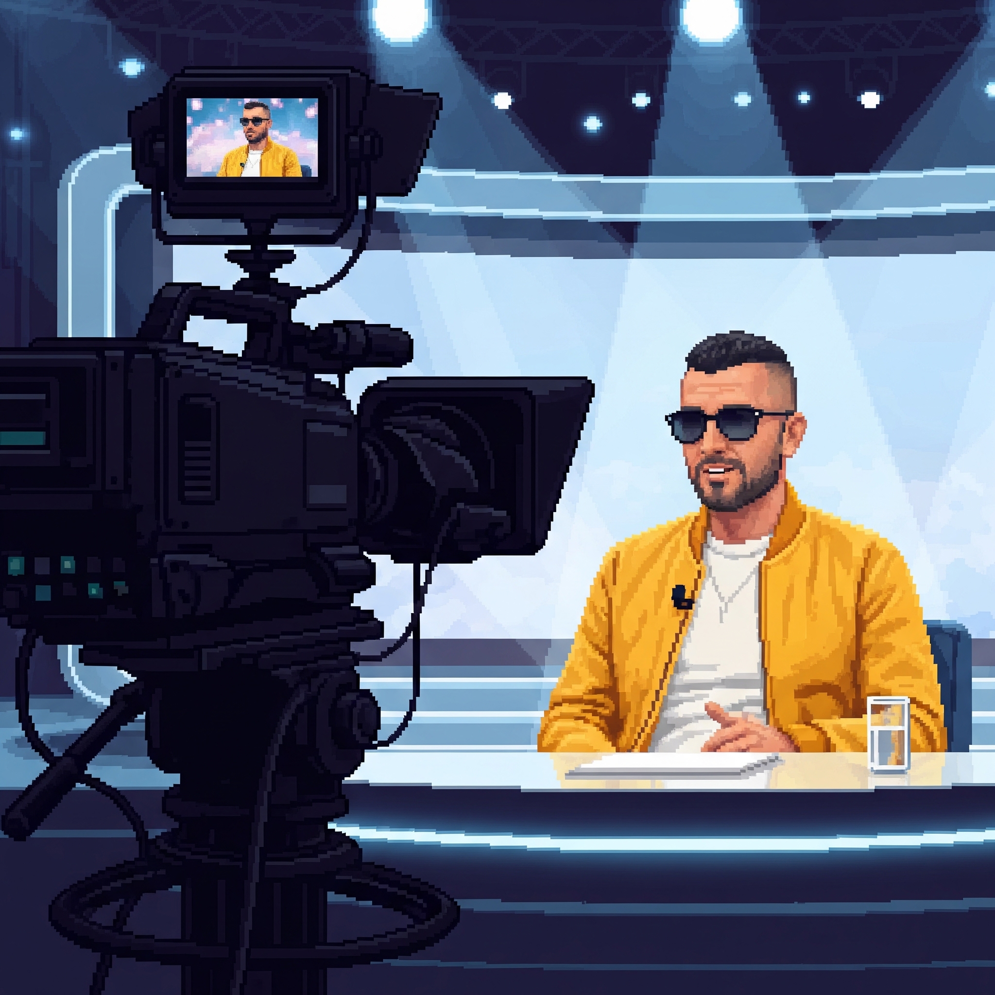 Tropeaks man sur un plateau de télévision publicité